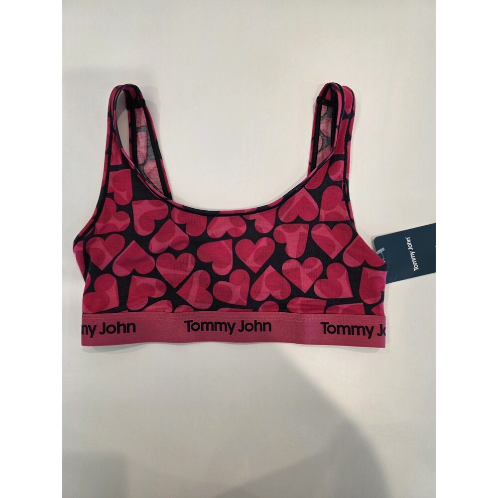 Tommy John Womens Second Skin Scoop Bralette S Cropped Hearts Silky Soft Modal